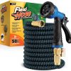 Amazon:$39.99 ($49.99)Flexi Hose Expandable Garden Hose with 8 Function Nozzle, 50FT - Lightweight Retractable Garden Hose, Water Hose - No-Kink Flexibility, 3/4 Inch Solid Brass Fittings and Double Latex Core