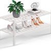 Amazon :$26.99 ($29.99)Haddockway 2 Tier Bamboo Shoe Rack Storage Organizer, Multifunctional Free Standing Stackable Shoe Shelf with Grid Panel for Closet,Hallway,Entryway,Small Space 27''x11''x13''