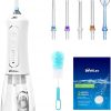 Amazon : $8.99 ($25.99)  Water Flosser for Teeth, 300ML Cordless Oral Irrigator Rechargeable Dental Flosser Picks with 5 Modes 5 Jet Tips,IPX7 Waterproof Teeth Cleaner for Braces Gum Care, Home Travel Use