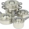 Amazon: $55.31 ($99.99) 9-Piece Stainless Steel 5-Ply Encapsulated Base Cookware Set