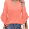Amazon: $5.99 ($6.99) Women Dressy Casual 3/4 Length Sleeve Tops V Neck Tshirts Shirts with Flared Sleeve