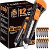 Amazon : $8.48 ($9.99) REXBETI 12-Pack Utility Knife, Retractable Box Cutter for Cartons, Cardboard and Boxes, 18mm Wider Razor Sharp Blade, Smooth Mechanism, Perfect for Office and Home use