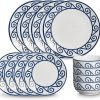 Amazon: $24.99 ($49.99) 12-Piece Dinnerware Set for 4, Stoneware Kitchen Plates & Bowls Set