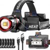 Amazon:$9.99 ($19.99)Rechargeable LED Headlamps, 90000 High lumens Headlamp with Motion Sensor & Zoomable, 12 Modes, IPX7 Waterproof Headlight for Forehead, 125° Adjustable & Head Lamp for Adults, Camping, Hardhat