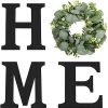 Amazon:  $19.97 ($29.99) Wood Home Sign with Artificial Eucalyptus Wreath for O