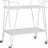 Amazon : $58.79 ($97.99) Gina White Mid-Century Bar Cart with Mirrored Shelves and Locking Wheels by Linon