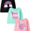 Amazon :  $6.79 ($15.96) The Children's Place Baby-Girls and Toddler Unicorns,Butterflies,Trends Long Sleeve Graphic T-Shirts,3 Pack