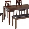 Amazon : $542.72 ($682.26)  Signature Design by Ashley Bennox Dining Room Table and Chairs with Bench (Set of 6), Brown