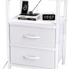 Amazon : $19.59 ($27.99) Simple Trending Side End Table with Charging Station, Tall Nightstand Bedside Table with Fabric Drawers for Living, White