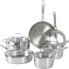 Amazon : $92.49 ($169.99) Sur La Table Kitchen Essentials Chef's Deck 10 Piece Stainless Steel Non Toxic Pots and Pans Kitchen Cookware Set w/Triply Encapsulated Base - Induction Safe