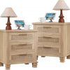 Amazon : $167.99 ($186.99) Rattan Nightstand Set of 2 with Drawers, Boho 3 Drawer Dresser, Wood Bedside Tables for Bedroom, Large End Side Tables, Natural Wood