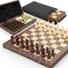 Amazon: $18.49 ($39.99) 2-in-1 Premium 38 cm Walnut Magnetic Chess and Checkers Set Foldable