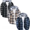 Amazon : $39.99 ($95.99) ZITY 3 Pack Men's Flannel Hoodie Shirts Long Sleeve Casual Vintage Button Down Plaid Shirt Jacket with Pocket