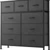Amazon : $38.99  ($64.99) DUMOS 9 Drawer Dresser, Fabric Storage Organizer with Sturdy Metal Frame and Wooden Top, Modern Chest of Drawers for Bedroom Closet Entryway,Grey