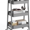Amazon:$17.99 ($29.99)OLIXIS 3 Tier Utility Rolling Cart, Metal Mobile Storage Shelf with Lockable Caster Wheels, Organization for Livingroom, Bathroom & Narrow Places, Gray