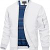 Amazon:$19.99 ($27.54)TACVASEN Mens Bomber Jacket Plaid Lined Casual Windbreaker Stylish Light Fall Spring Jackets Windproof Zip Up Coat