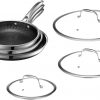 Amazon : $339.00 ($399.00) HexClad Hybrid Nonstick 6-Piece Fry Pan Set, 8, 10, and 12-Inch Frying Pans with Tempered Glass Lids, Stay-Cool Handles, Dishwasher-Friendly, Induction Ready, Compatible with All Cooktops