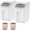Amazon : $24.90 ($43.99)  VEVOR Ingredient Storage Bin, 2 x 15L Dispenser Bin with 2 Measuring Cups, Attachable Casters and Airtight Lid, 2 Pcs/Set Dog Pet Food Storage Container, PP Material Kitchen Rice Cereal Flour Bin