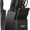 Amazon : $39.89 ($59.99) Knife Set, Astercook 15 Pieces Knife Sets for Kitchen with Block, Dishwasher Safe Kitchen Knife Set with Built in Sharpener Block, German Stainless Steel Knife Block Set, Valentine's Gift