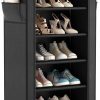 Amazon: $18.99 ($29.99) Shoe Rack with Cover Narrow Shoe Organizer w/ 4 Side Pockets 10 Tier