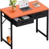 Amazon : $39.99 ($59.99) Pamray 32 Inch Small Computer Desk with 2 Drawers for Bedroom Study Writing Home Office Table for Small Spaces Orange