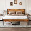 Amazon : $69.99 ($159.99) Sweetcrispy Queen Size Bed Frame with Headboard, 800LBS Mattress Foundation with All Sturdy Metal Support, Under Bed Storage, No Box Spring Needed, Easy Assembly, Rust Brown