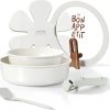 Amazon : $27.99 ($41.98) CAROTE Ceramic Pots and Pans Set Non Stick, Nonstick Kitchen Cookware Sets with Lid, Detachable Handle Sauté Pan Set, Non Toxic Frying Pan, Oven Safe, Induction Ready, Cream White