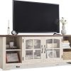 Amazon : $130.03 ($189.99) LINSY HOME Farmhouse TV Stand for 65 Inch TV, Wood Entertainment Center with Glass Door Storage Cabinet & Adjustable Shelves, Large Sturdy TV Console Table for Living Room Bedroom
