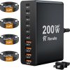 Amazon : $22.49 ($39.99) USB C Charging Station 10 Port with 4 Cables,200W GaN Type C Charger Block,Wall Charger Power Strip Adapter Plug for iPad iPhone17 16 15 14 13 12 Pro Max Pixel Note Galaxy