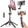 Amazon : $11.99 ($25.99)  Magnetic Tripod for iPhone, 37'' Portable Selfie Stick with Remote, Four-Leg Support Cellphone Stand for MagSafe, Fits Selfie Video Recording Gym Travel Essentials Accessories
