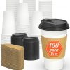 Amazon: $18.99 ($29.98)  100 Pack 16 oz Disposable Coffee Cups with Lids and Sleeves